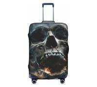 DUWAA Funda elástica para maleta, con estampado de calavera de terror y fantasma, se adapta a maletas de 18 a 32 pulgadas, accesorios de viaje, Blanco, M