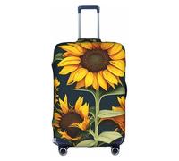 DUWAA Funda elástica para maleta, con estampado de girasoles y flores silvestres, se adapta a maletas de 18 a 32 pulgadas, accesorios de viaje, Blanco, L