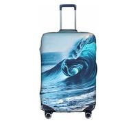 DUWAA Funda elástica para maleta, con estampado de olas de mar y océano, se adapta a maletas de 45 a 81 cm, accesorios de viaje, Blanco, S