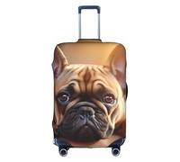 DUWAA Funda elástica para maleta, diseño de bulldog francés, con estampado de perro animal, se adapta a maletas de 18 a 32 pulgadas, accesorios de viaje, Blanco, L