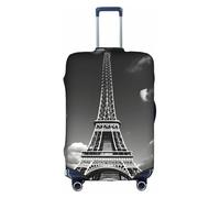 DUWAA Funda elástica para maleta, diseño de Torre Eiffel y nubes de París, para maletas de 45 a 81 cm, Blanco, L