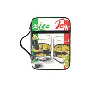 DUWAA Funda para Biblia con estampado de bandera de México y tequila, 26 x 20 cm, gran capacidad, bolsa de mano para mujeres y cristianos