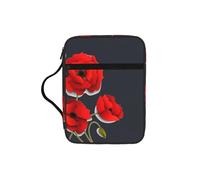 DUWAA Funda para Biblia con estampado de flores de amapola y pétalos vívidos de 26 x 20 cm, gran capacidad, bolsa de mano para mujeres y cristianos