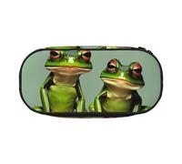 DUWAA Funny Green Frogs - Estuche de papelería funcional con 1 impresión, portátil, estuche ligero para lápices
