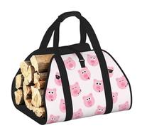 DUWAA Funny Pink Pig Face Print Large Fire Wood Sling Carrier con asas para un fácil transporte y estufa de leña, 48 x 101 cm