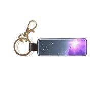 DUWAA Galaxy Starry Space - Llavero de piel sintética con estampado estrellado morado para hombres y mujeres, elegante llavero de cuero, soporte universal para llaves de coche