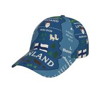 DUWAA Gorra de béisbol para hombre, diseño de mapa de Finlandia con varias hazañas, gorra de camionero ajustable, sombrero de cola de caballo para mujer, gorra de béisbol deportiva, color negro