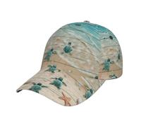 DUWAA Gorras de béisbol para hombre con estampado de estrella de mar de tortuga marina, gorra de camionero ajustable, gorra de cola de caballo para mujer, gorra de béisbol deportiva, color negro