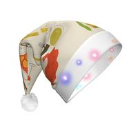 DUWAA Gorro de Navidad con estampado de símbolos de cultura europea, gorro de Papá Noel iluminado con luz LED colorida para adultos