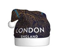DUWAA Gorros de Navidad para adultos, diseño de mapa de la ciudad de Londres, Inglaterra, para fiestas de Año Nuevo