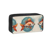 DUWAA Hermoso estuche con estampado de peces de gran capacidad, para lápices, marcadores, monedero, organizador de papelería de oficina