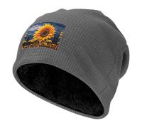 DUWAA Hermoso gorro de esquí con forro polar con estampado de girasol 2 para hombres y mujeres, al aire libre, esquí, snowboard, gris, Talla única