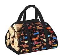 DUWAA I Love My Dog Dachshunds - Transportín grande de leña con asas para un fácil transporte y estufa de leña, 48 x 101 cm