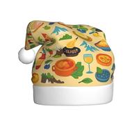 DUWAA Impresión artística de la cultura alimentaria de Francia, sombreros de fiesta de Navidad, sombrero de vacaciones, Gorros de Navidad para adultos, para Año Nuevo