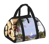 DUWAA Lighthouse Diamond Painting Print Large Fire Wood Sling Carrier con asas para un fácil transporte y estufa de leña, 48 x 101 cm