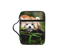 DUWAA Little Red Panda Print - Bolsa multifuncional para cosméticos con asa, impermeable, con compartimentos