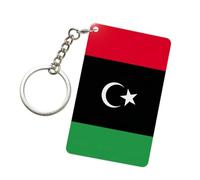 DUWAA Llavero con estampado de bandera de Libia, regalos de amigos, llaveros de doble cara con anillo dividido para regalos de familiares y amigos