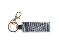 DUWAA Llavero de cuero personalizado con estampado de escamas de peces plateados, soporte universal para llavero para bicicletas de coche, llavero