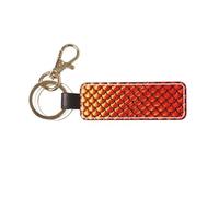DUWAA Llavero de cuero personalizado con estampado de escamas de peces rojos, soporte universal para llavero para bicicletas de coche, llavero