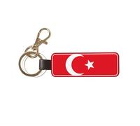 DUWAA Llavero de piel sintética con estampado de bandera de Turquía para hombres y mujeres, elegante llavero de cuero, soporte universal para llaves de coche