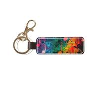 DUWAA Llavero de piel sintética con estampado de notas musicales coloridas para hombres y mujeres, elegante llavero de cuero, soporte universal para llaves de coche
