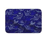 DUWAA Manta Ray And Fish Print - Felpudo de terciopelo de cristal, para puerta delantera, porche, interior y exterior