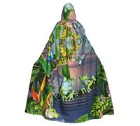 DUWAA Many Frogs Sing On The Branches - Capa unisex con capucha para adultos, diseño de mariposas, lago, agua, para Halloween, cosplay