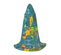 DUWAA Mapa de Europa con estampado colorido, disfraz de Halloween, capa medieval para mujeres y hombres, capa renacentista con capucha