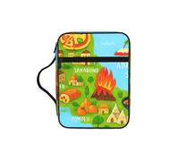 DUWAA Mapa de Italia con iconos de alimentos, bolsa multifuncional para cosméticos con asa, estuche impermeable con compartimentos