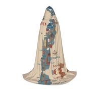 DUWAA Mapa de Suecia con varios diseños de ilustraciones, disfraz de Halloween, capa medieval para mujeres y hombres, capa renacentista con capucha