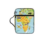 DUWAA Mapa del mundo - Bolsa multifuncional para cosméticos con asa, impermeable, con compartimentos