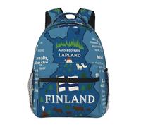 DUWAA Mochila de viaje con diseño de mapa de Finlandia con varias hazañas, para hombres y mujeres, de alta capacidad, diseño multicapa