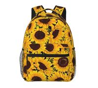DUWAA Mochila de viaje con estampado de girasoles amarillos para hombres y mujeres, mochila al vacío de alta capacidad, diseño multicapa
