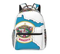 DUWAA Mochila de viaje con estampado de mapa de la bandera del estado de Minnesota para hombres y mujeres, mochila al vacío de alta capacidad, mochila de viaje con diseño multicapa