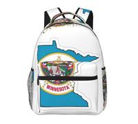 DUWAA Mochila de viaje con estampado de mapa de la bandera del estado de Minnesota para hombres y mujeres, mochila al vacío de alta capacidad, mochila de viaje con diseño multicapa