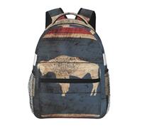DUWAA Mochila de viaje con estampado de mapa de la bandera del estado de Wyoming, para hombres y mujeres, mochila de viaje de alta capacidad, diseño multicapa