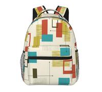DUWAA Mochila de viaje con estampado moderno de mediados de siglo para hombres y mujeres, mochila al vacío de alta capacidad, diseño multicapa