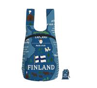 DUWAA Mochila plegable con diseño de mapa de Finlandia con varias características, mochila de gimnasio de 16 l, mochila portátil de almacenamiento, bolsa de viaje para hombres y mujeres