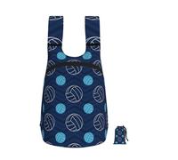 DUWAA Mochila plegable con estampado de voleibol azul de 16 l, mochila de gimnasio, mochila portátil de almacenamiento, bolsa de viaje para hombres y mujeres