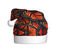 DUWAA Monarch Butterflies - Sombreros de Navidad estampados para adultos, sombrero de Papá Noel unisex, cómodo sombrero de Navidad para fiesta festiva de Año Nuevo