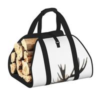 DUWAA Moose Print - Transportador grande de leña con asas para un fácil transporte y estufa de leña, 48 x 101 cm