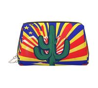DUWAA Neceser de piel con estampado de bandera de Arizona para mujeres y hombres, regalo de viaje, bolsa organizadora de artículos de tocador para baño y ducha, Dorado, Talla única