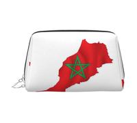 DUWAA Neceser de piel con estampado de mapa de la bandera de Marruecos para mujeres y hombres, regalo de viaje, bolsa organizadora de artículos de tocador para baño y ducha