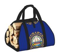 DUWAA New Hampshire State Flag Print Large Fire Wood Sling Carrier con asas para un fácil transporte y estufa de leña, 48 x 101 cm