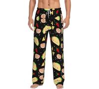 DUWAA Pantalones de pijama de franela suave para hombre, con estampado de fiesta de martes, pantalones de pijama cálidos con cintura elástica y bolsillos, Negro, XXL