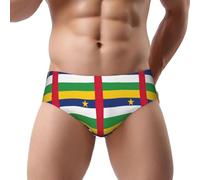 DUWAA Ropa interior de bikini para hombre con estampado de bandera de África Central, estilo moderno, calzoncillos elásticos de microfibra que absorben la humedad, Negro, S