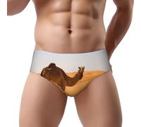 DUWAA Ropa interior de bikini para hombre con estampado de camello y arena del desierto para un estilo moderno, calzoncillos elásticos de microfibra que absorben la humedad, Negro, XL