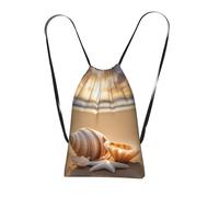 DUWAA Seashell Landscape On The Beach - Mochila plegable con cordón, bolsa de cuerda, bolsa de playa, mochila de viaje, bolsa de gimnasio antidesgarros