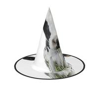 DUWAA Sombrero de bruja colgante con diseño de cabeza de vaca en blanco y negro, accesorios de disfraz, decoraciones para el hogar, patio, porche, 3 piezas
