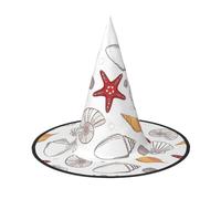 DUWAA Sombrero de bruja con estampado de estrella de mar de concha, sombreros de bruja, sombreros de bruja, para Halloween, mujeres, adultos, mago, hombre, disfraz de cosplay, accesorio de fiesta, 1